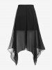 Plus Size Asymmetric Chiffon Pull On Midi Skirt -  