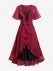 Gothic Cami Dress and Lettuce Trim Tied Flutter Sleeves Dress Set -  