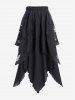 Gothic Lace Overlay Layered Handkerchief Hem Midi Skirt -  