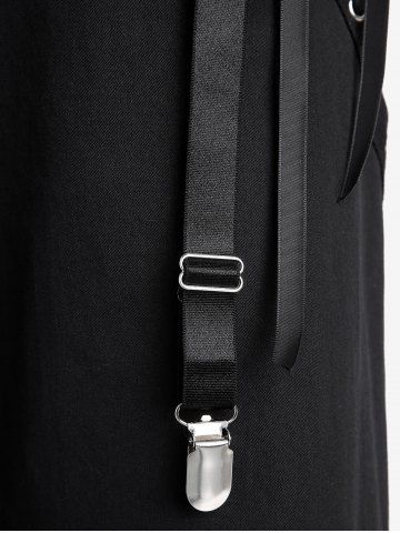 Gothic Hook and Eye Lace-up Zippered Chain Embellish Straight Pants