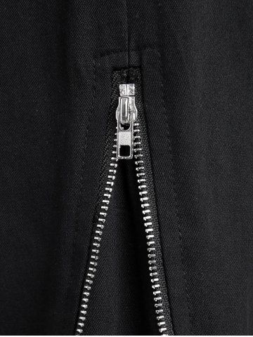 Gothic Hook and Eye Lace-up Zippered Chain Embellish Straight Pants