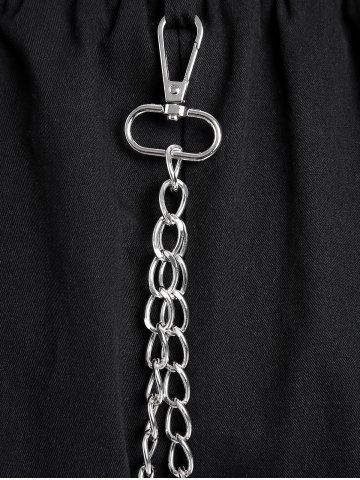Gothic Hook and Eye Lace-up Zippered Chain Embellish Straight Pants