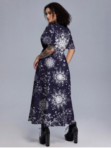 Gothic Geometric Figure Dandelion Leaves Print Split Dress