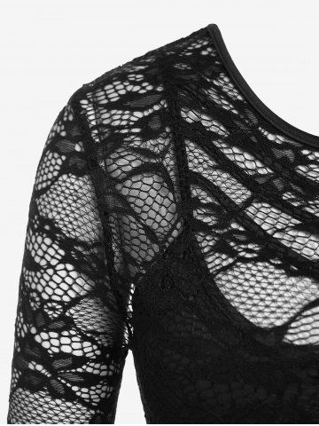 Gothic Strappy Camisole and Sheer Lace Top Set