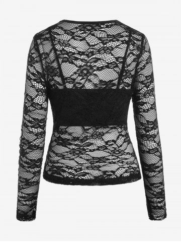 Gothic Strappy Camisole and Sheer Lace Top Set