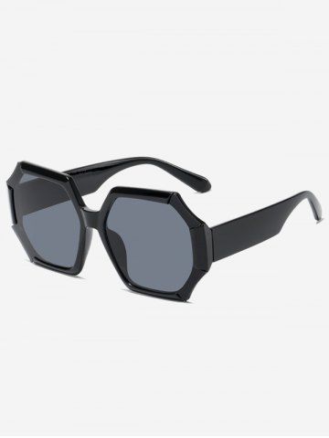 Large Polygon Frame Oversized Sunglasses - BLACK