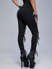 Gothic Lace-up Cutout Buckle Skinny Pants -  