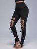 Gothic Lace-up Cutout Buckle Skinny Pants -  