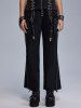 Pantalon Droit Zippé Embelli de Chaîne Au Crochet à Lacets - Noir 4X | US 26-28