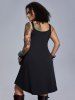 Plus Size Skull Mesh Lace Patchwork Full Zipper Straps Grommet Buckle A Line Tank Dress -  