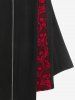 Plus Size Skull Mesh Lace Patchwork Full Zipper Straps Grommet Buckle A Line Tank Dress -  