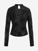 Gothic Flocking Spider Web Ripped Cutout Top -  