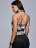 Gothic Tree Branch Print Halter Lace-up Cutout Cropped Tank Top -  