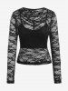 Gothic Strappy Camisole and Sheer Lace Top Set -  