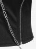 Gothic Square Collar Zip Rings Top -  