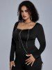 Gothic Square Collar Zip Rings Top -  