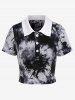Gothic Tie Dye Cropped Polo Shirt -  