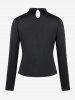 Gothic Mesh Panel PU Studs D-ring Long Sleeve Top -  