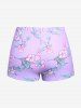 Maillot de bain tankini grande taille à imprimé floral et feuilles froncées, jambes courtes. - Violet clair M | US 10
