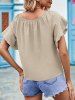 Solid Color Tie Knot Flutter Sleeve Blouse -  