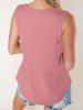 Solid Color Notched Pocket Patch Textured Casual Tank Top -  