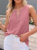 Solid Color Notched Pocket Patch Textured Casual Tank Top -  