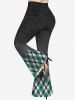 Plus Size Plaid Print Flare Pants -  