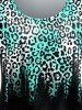 Plus Size Colorblock Leopard Print Short Sleeve T-shirt -  