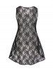 Plus Size Lace Up Butterfly Sun Moon Leaf Planet Print Lace Panel High Low Hem Tank Top -  