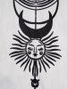 Plus Size Lace Up Butterfly Sun Moon Leaf Planet Print Lace Panel High Low Hem Tank Top -  