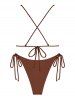 Braided Strap Triangle String Bikini Swimwear -  