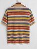 Colored Striped Beach Vacation Short Sleeves Knitted Shirt -  