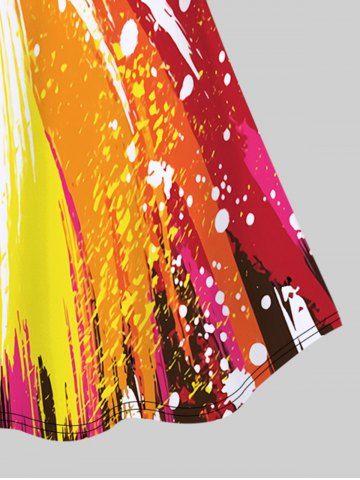 3D Paint Splatter Printed Backless Spaghetti Strap Tankini Top