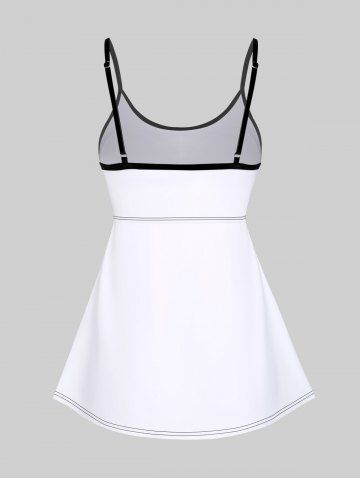 3D Paint Splatter Printed Backless Spaghetti Strap Tankini Top