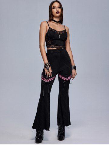 Gothic Lace Panel Crucifix Decor Cropped Bustier Camisole