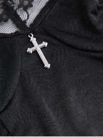 Gothic Lace Panel Crucifix Decor Cropped Bustier Camisole