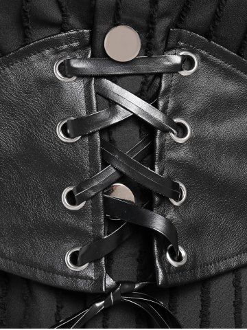 Gothic Jacquard PU Leather Lace-up Corset Shirt