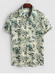 Geometric Snake Printed Short Sleeves Shirt -  
