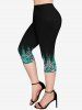 Colorblock Leopard Print T-shirt and Capri Leggings Plus Size Outfits -  