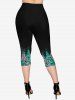 Colorblock Leopard Print T-shirt and Capri Leggings Plus Size Outfits -  