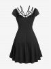 Gothic Strappy Rings A Line Dress -  