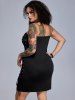 Gothic Skull Graphic Lace-up Bodycon Bandeau Dress -  