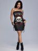 Gothic Skull Graphic Lace-up Bodycon Bandeau Dress -  