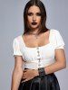 Gothic Hook and Eye Cropped Corset Milkmaid Top -  