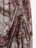 Gothic Steampunk Tie Dye Grommets Crisscross Ruffle Cinched Ruched Maxi Dress (Adjustable Straps) -  
