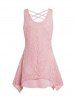 Solid Color O Ring Crisscross Hollow Out Long Tank Top -  