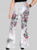Gothic Blood Rose Print Flare Pants -  