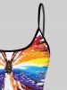 Haut de Tankini à Bretelle Fine 3D Peinture Eclaboussée Imprimée sans Dos - Multi-A 5X