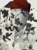 Cotton and Linen Textured Flowers Pattern Shirt -  