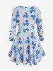 Plus Size Plunge Ruffle Floral Print Blouse -  
